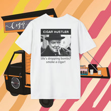 Load image into Gallery viewer, Cigar Hustler 
Winston Churchill Life&#39;s Dropping Bombs T-Shirt (White)
